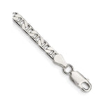 925 White Gold 3.75 mm Polished Chain Bracelet, Solid shown for scale