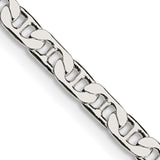925 White Gold 3.75 mm Polished Chain Necklace, Solid detail view