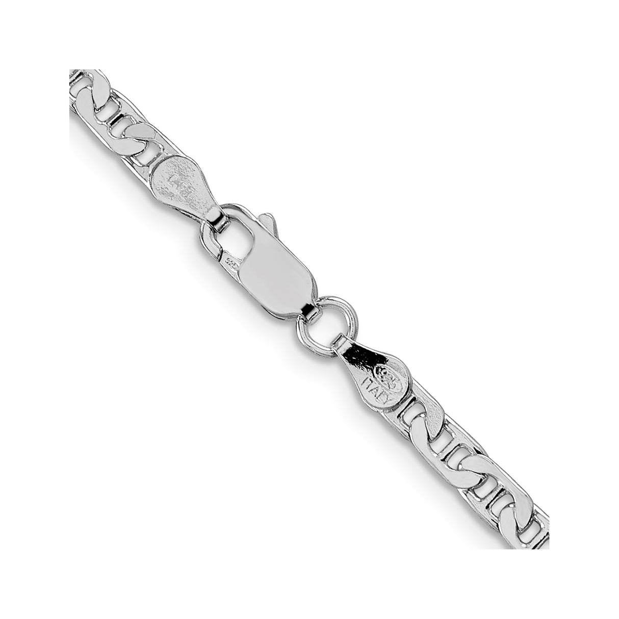 925 White Gold 3.75 mm Polished Chain Necklace alternate angle