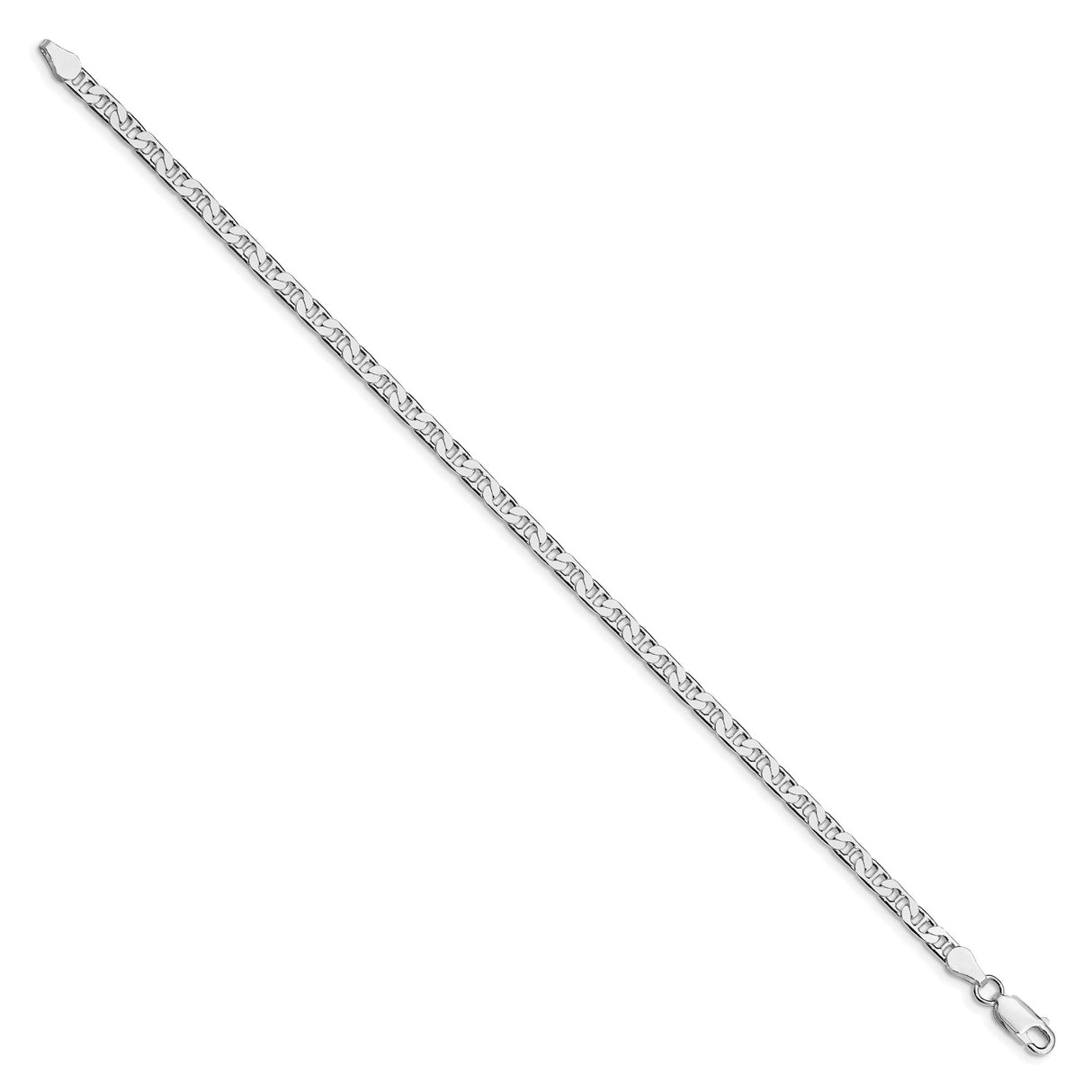 925 White Gold 3.75 mm Polished Chain Bracelet