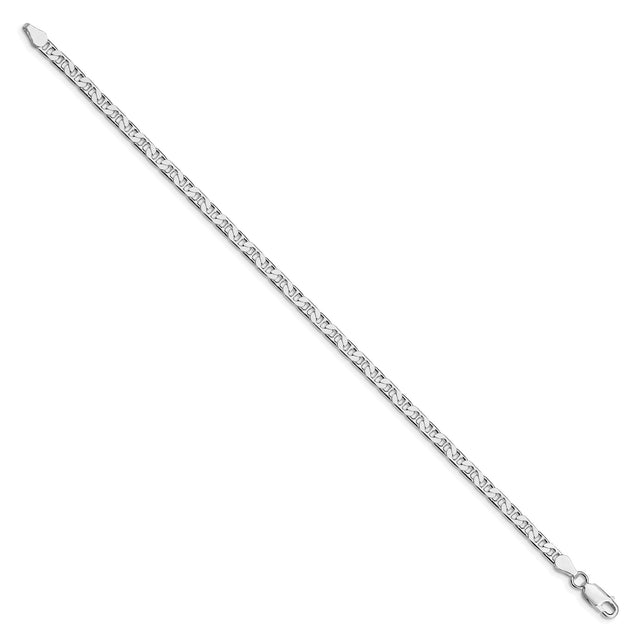925 White Gold 3.75 mm Polished Chain Bracelet