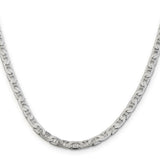 925 White Gold 4.5 mm Polished Chain Necklace, Solid