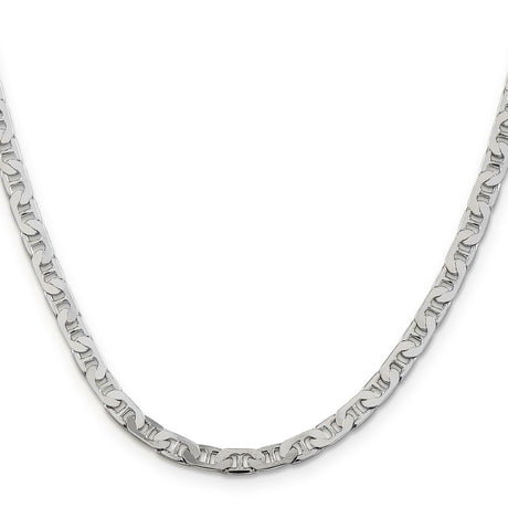 925 White Gold 4.5 mm Polished Chain Necklace, Solid