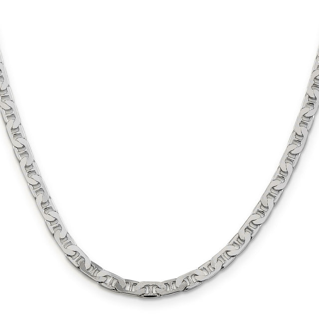 925 White Gold 4.5 mm Polished Chain Necklace, Solid