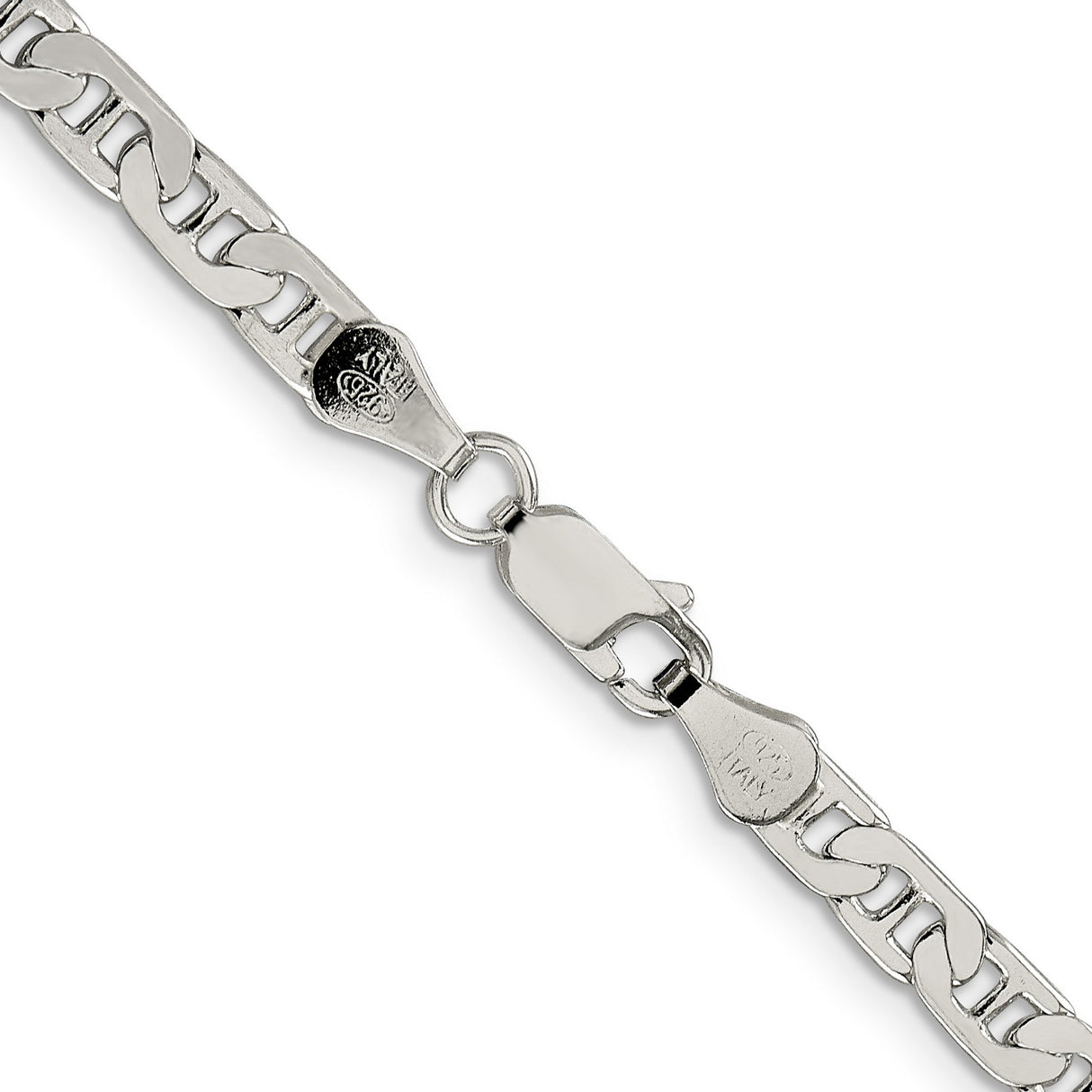 925 White Gold 4.5 mm Polished Chain Necklace, Solid alternate angle
