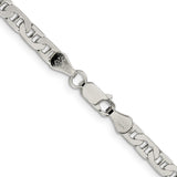 925 White Gold 4.5 mm Polished Chain Necklace, Solid alternate angle