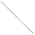 925 White Gold 4.5 mm Polished Chain Anklet, Solid
