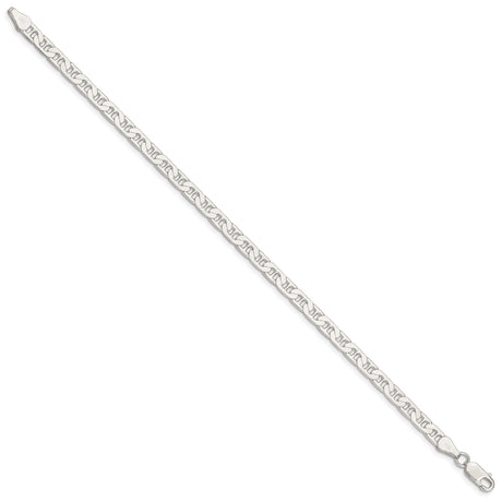 925 White Gold 4.5 mm Polished Chain Anklet, Solid