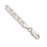925 White Gold 4.5 mm Polished Chain Bracelet, Solid shown for scale