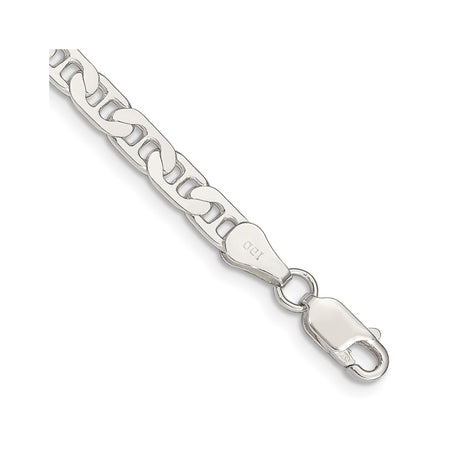 925 White Gold 4.5 mm Polished Chain Bracelet, Solid shown for scale