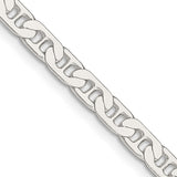 925 White Gold 4.5 mm Polished Chain Necklace, Solid detail view