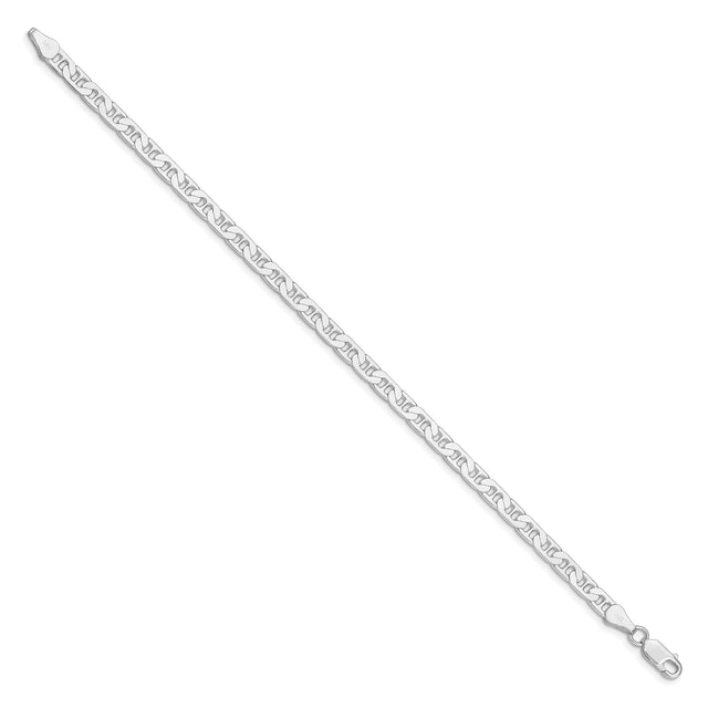 925 White Gold 4.5 mm Polished Chain Bracelet