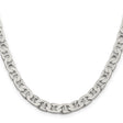925 White Gold 6.5 mm Polished Chain Necklace, Solid