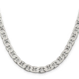 925 White Gold 6.5 mm Polished Chain Necklace, Solid