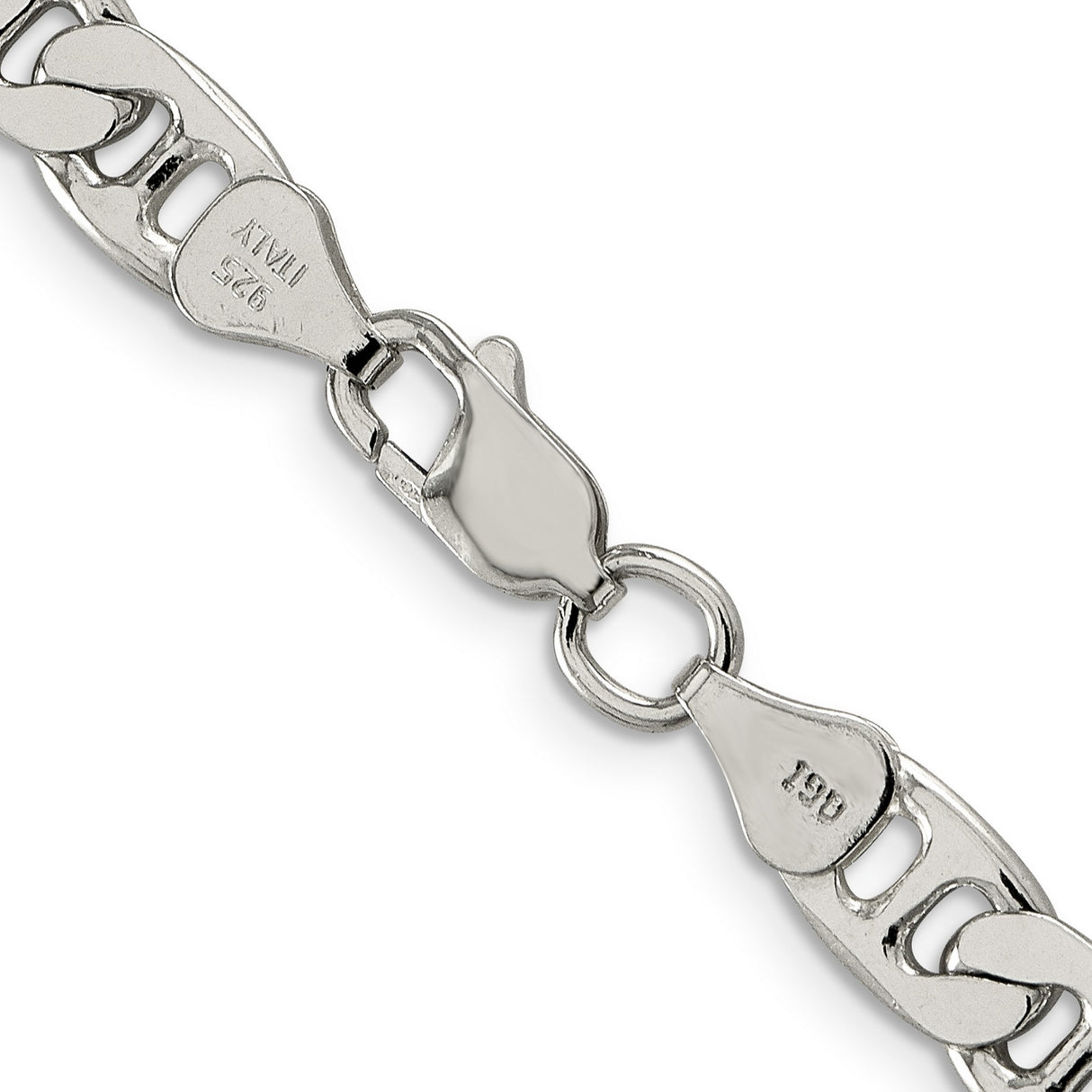 925 White Gold 6.5 mm Polished Chain Necklace, Solid alternate angle