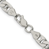 925 White Gold 6.5 mm Polished Chain Necklace, Solid alternate angle