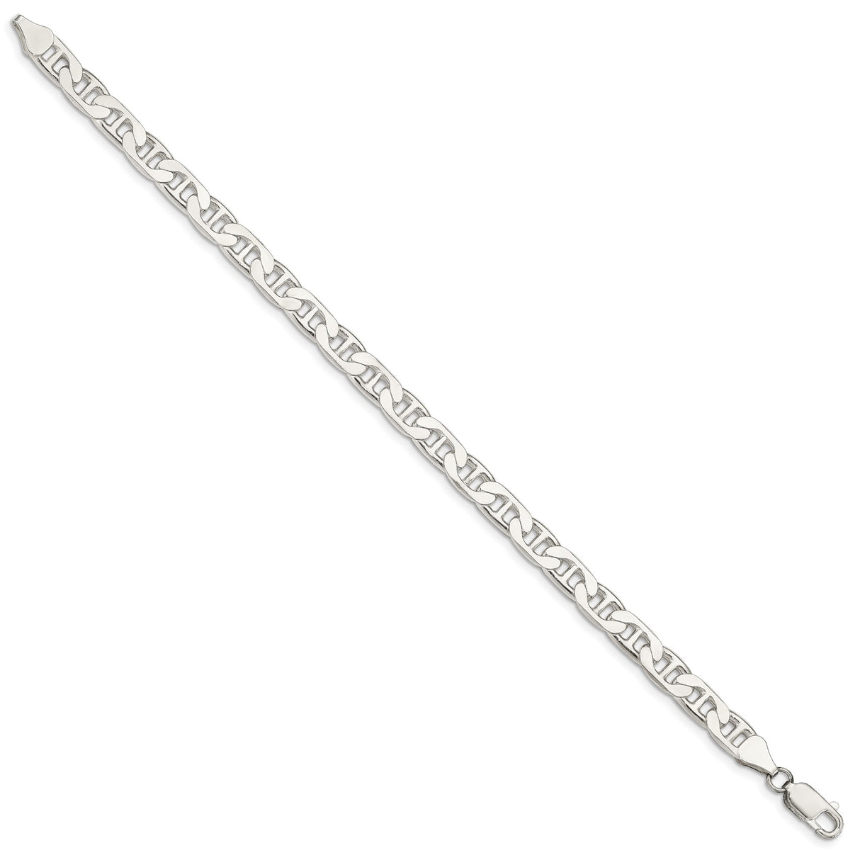 925 White Gold 6.5 mm Polished Chain Bracelet, Solid