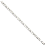 925 White Gold 6.5 mm Polished Chain Bracelet, Solid