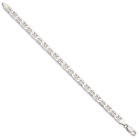 925 White Gold 6.5 mm Polished Chain Bracelet, Solid