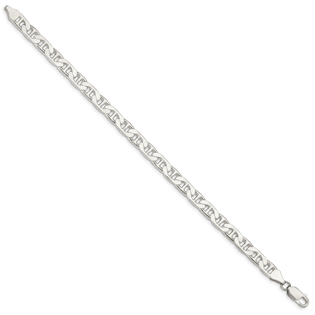 925 White Gold 6.5 mm Polished Chain Bracelet, Solid