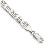 925 White Gold 6.5 mm Polished Chain Bracelet, Solid shown for scale