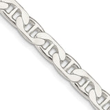 925 White Gold 6.5 mm Polished Chain Necklace, Solid detail view