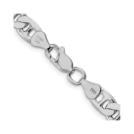 925 White Gold 6.5 mm Polished Chain Necklace alternate angle