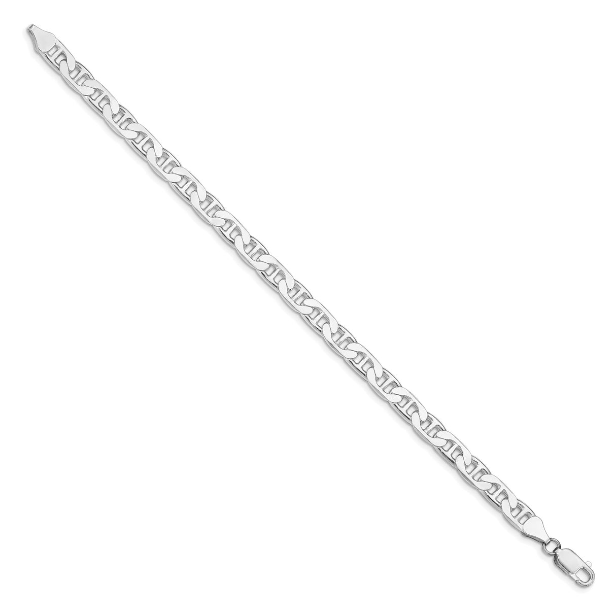 925 White Gold 6.5 mm Polished Chain Anklet
