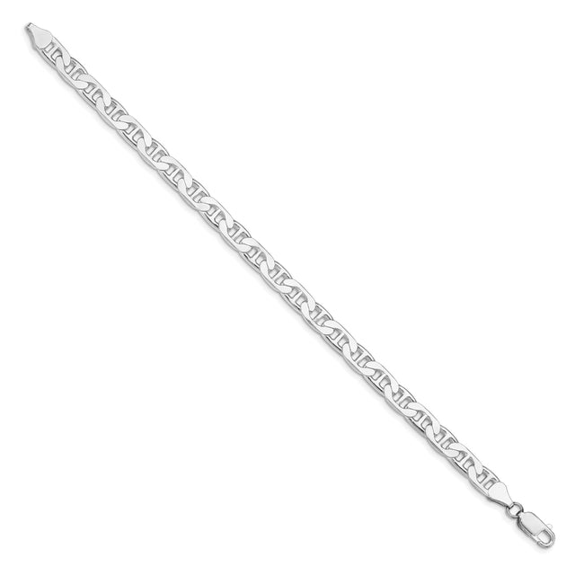 925 White Gold 6.5 mm Polished Chain Anklet