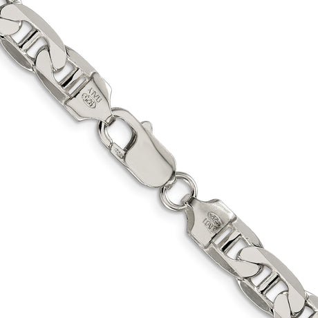 925 White Gold 7 mm Polished Chain Necklace, Solid alternate angle