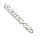 925 White Gold 7 mm Polished Chain Anklet, Solid shown for scale