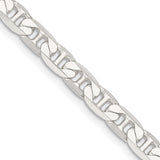 925 White Gold 7 mm Polished Chain Necklace, Solid detail view