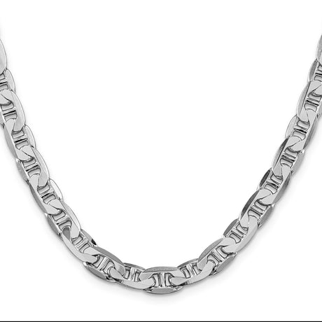 925 White Gold 7 mm Polished Chain Necklace