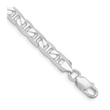 925 White Gold 7 mm Polished Chain Bracelet shown for scale