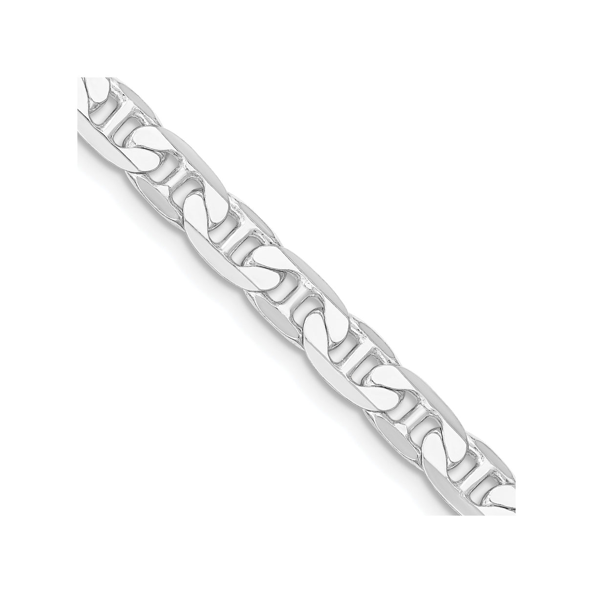 925 White Gold 7 mm Polished Chain Necklace detail view