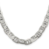 925 White Gold 9.5 mm Polished Chain Necklace, Solid