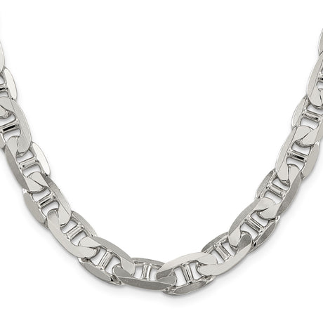 925 White Gold 9.5 mm Polished Chain Necklace, Solid
