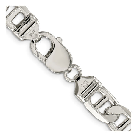 925 White Gold 9.5 mm Polished Chain Necklace, Solid alternate angle