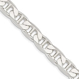 925 White Gold 9.5 mm Polished Chain Necklace, Solid detail view