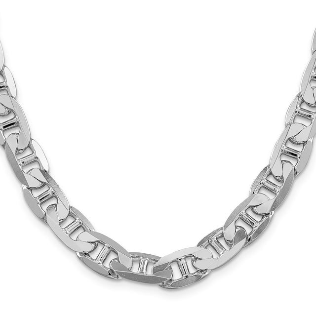 925 White Gold 9.5 mm Polished Chain Necklace