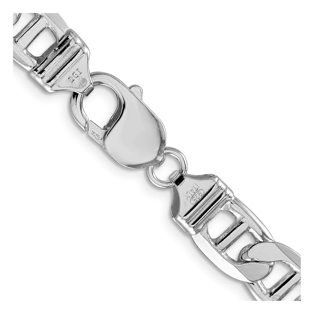 925 White Gold 9.5 mm Polished Chain Necklace alternate angle
