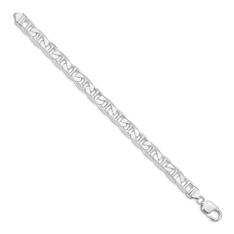 925 White Gold 9.5 mm Polished Chain Anklet