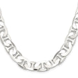 925 White Gold 11.5 mm Polished Chain Necklace, Solid
