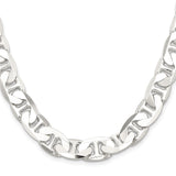 925 White Gold 11.5 mm Polished Chain Necklace, Solid