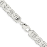 925 White Gold 11.5 mm Polished Chain Necklace, Solid alternate angle