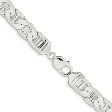 925 White Gold 11.5 mm Polished Chain Necklace, Solid alternate angle