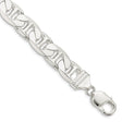 925 White Gold 11.5 mm Polished Chain Bracelet, Solid shown for scale