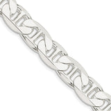 925 White Gold 11.5 mm Polished Chain Necklace, Solid detail view