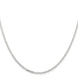 925 White Gold 2.2 mm Polished Chain Necklace, Solid
