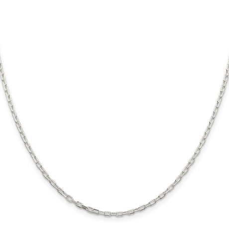 925 White Gold 2.2 mm Polished Chain Necklace, Solid